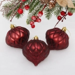 Ёлочные игрушки «Юла» 8 см (набор 3 шт), рубин