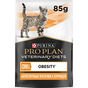 Влажный корм для кошек Pro Plan Veterinary Diets OM ST/OX Obesity Management при ожирении с курицей в соусе, 85гр