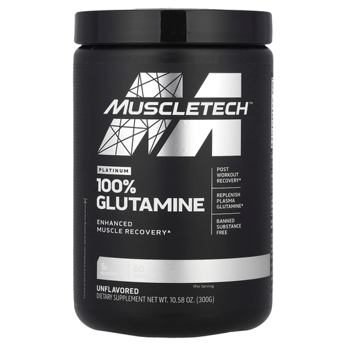 MuscleTech, Platinum, 100% глутамин, без вкусовых добавок, 300 г (10,58 унции)