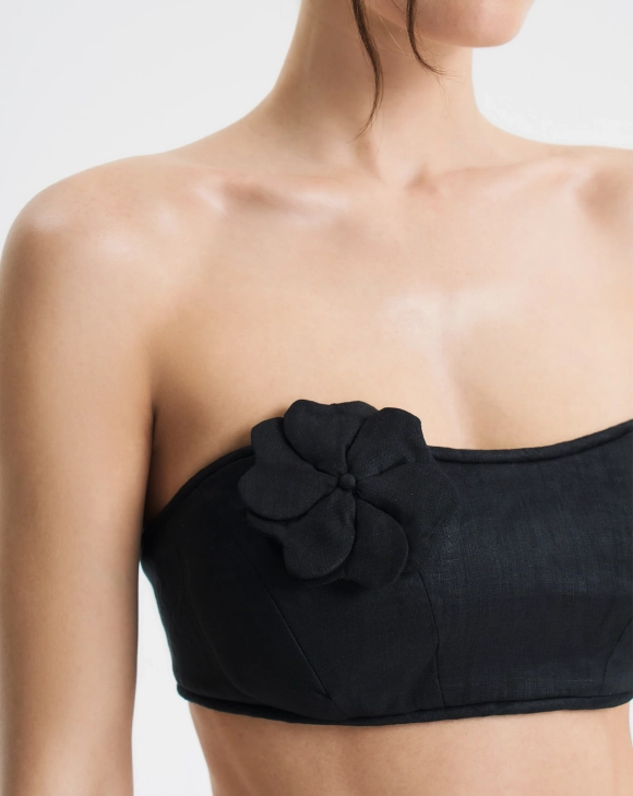 Топ-бандо льняной с цветком