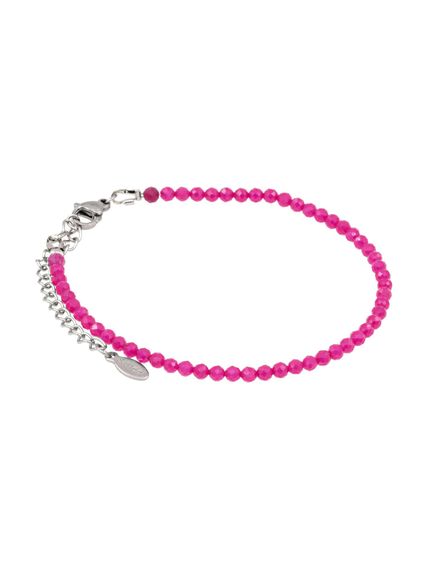Фото браслет из шпинели розовой 2160/3_шпинель_роз на белом фоне анфас