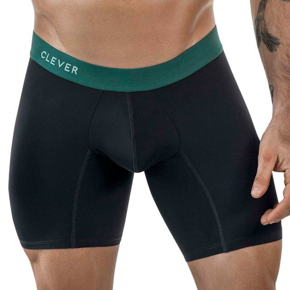 Мужские трусы боксеры черные удлиненные Clever Moda AUDAZ LONG BOXER 186811