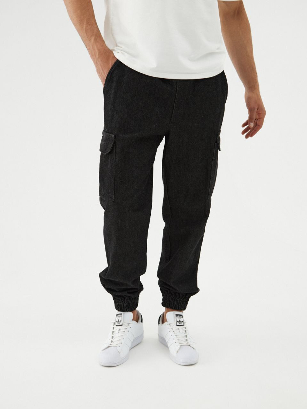 Джоггеры карго джинсовые. Асфальт