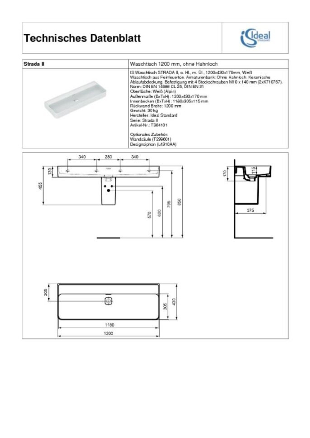 Раковина Ideal Standard STRADA II T364101