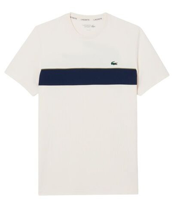 Мужская теннисная футболка Lacoste Ultra Dry Printed Tennis - white/navy blue