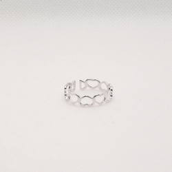 Серебряное тонкое кольцо Сердечки 925 пробы, родий, арт.0009-01