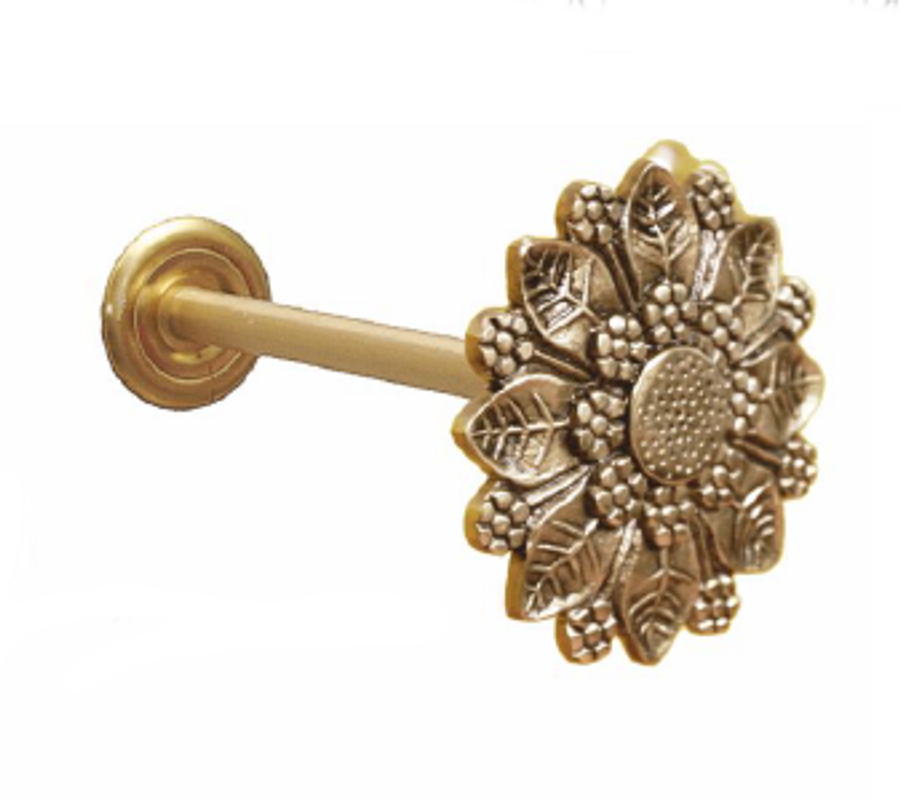 Держатель на ножке с розеткой для штор Ампир Камелия, цвет латунь античная