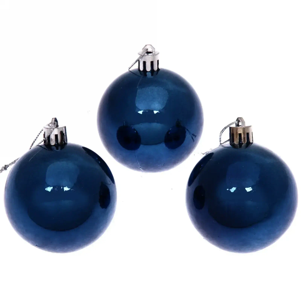 Новогодние шары 6 см (набор 3 шт) «Глянец», сапфир