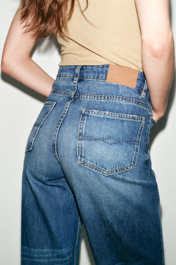 ZARA ДЖИНСЫ Z1975 STRAIGHT FIT С ВЫСОКОЙ ПОСАДКОЙ, ВЫЦВЕТШИЙ СИНИЙ