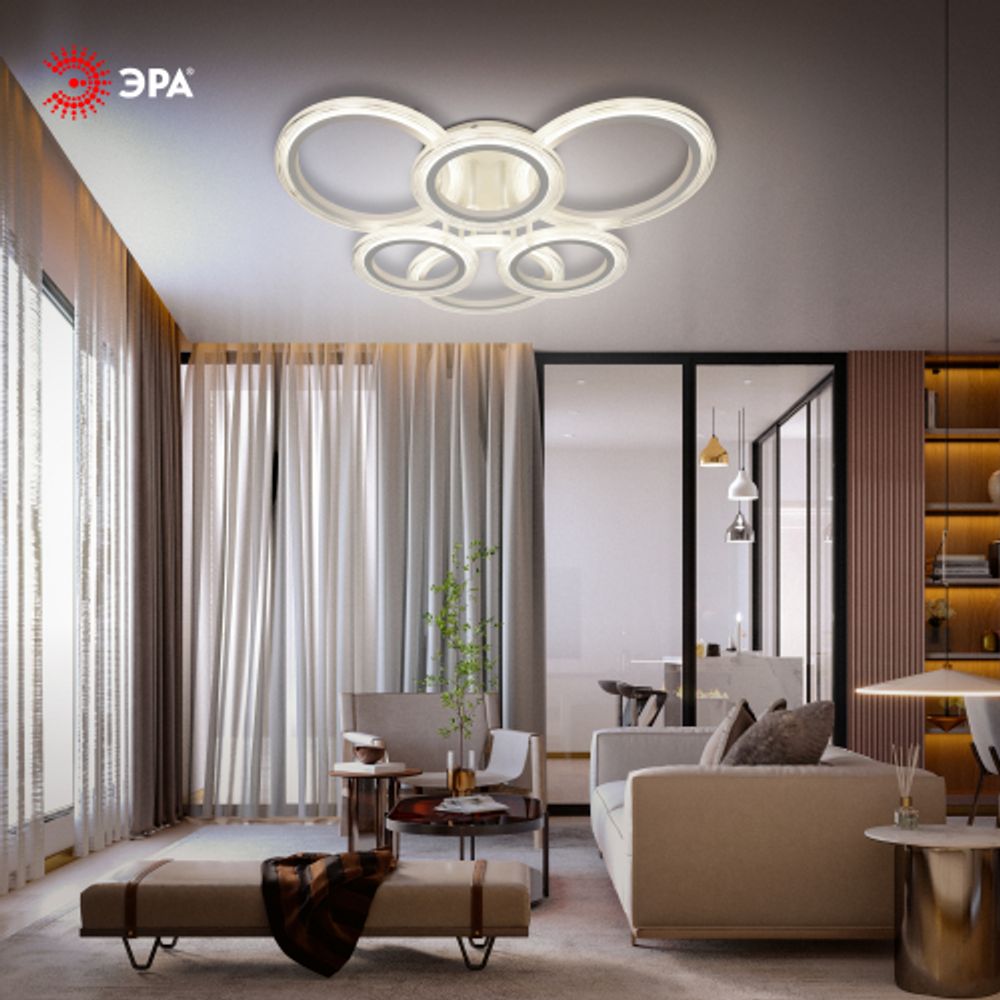 Светильник потолочный светодиодный ЭРА Модерн Ring CLL-1-90W 3K-6,5K RC WH с ДУ белый