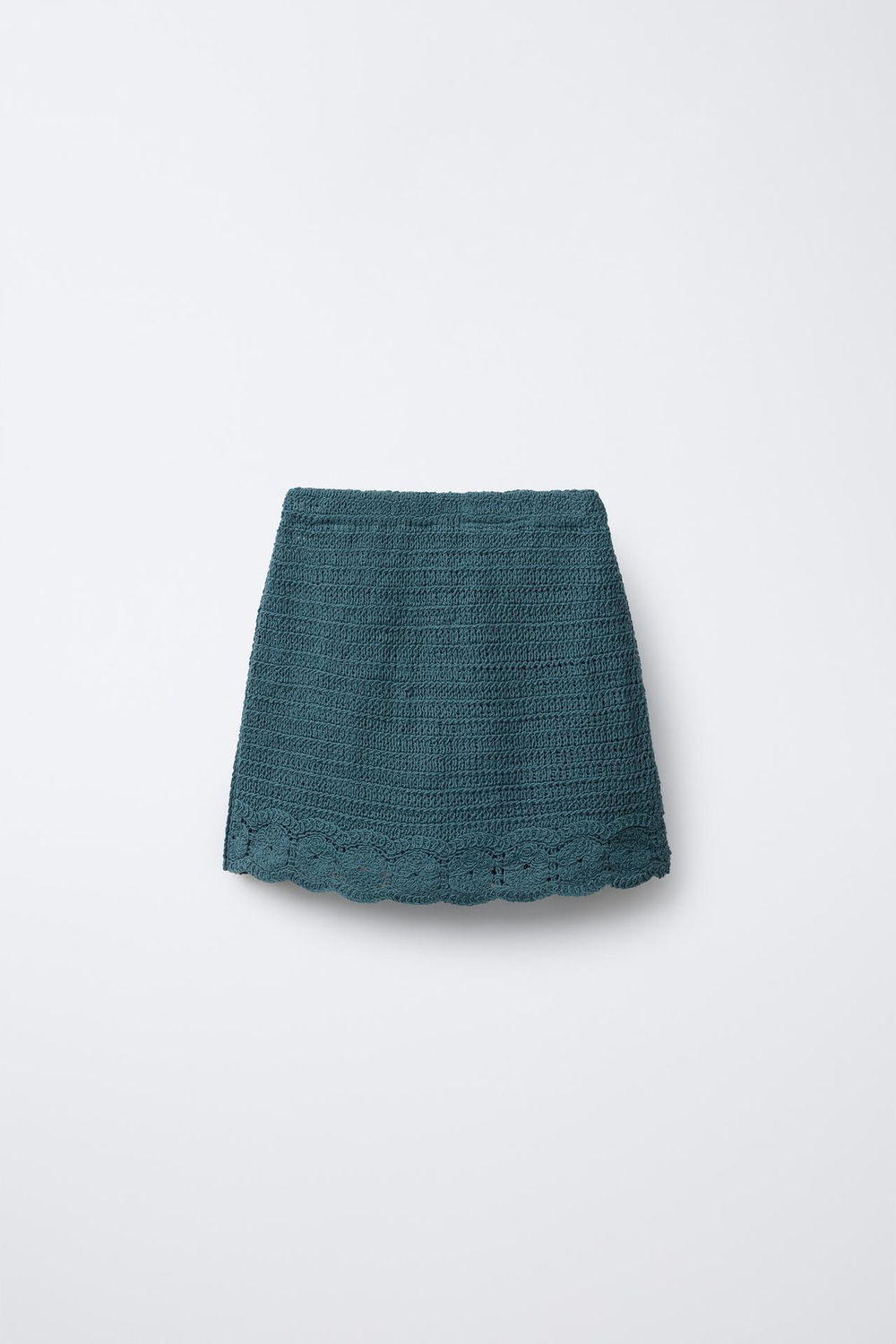 ZARA ЮБКА ИЗ КРУЖЕВА КРОШЕ С ЦВЕТОЧНЫМ УЗОРОМ, УТИНО-СИНИЙ