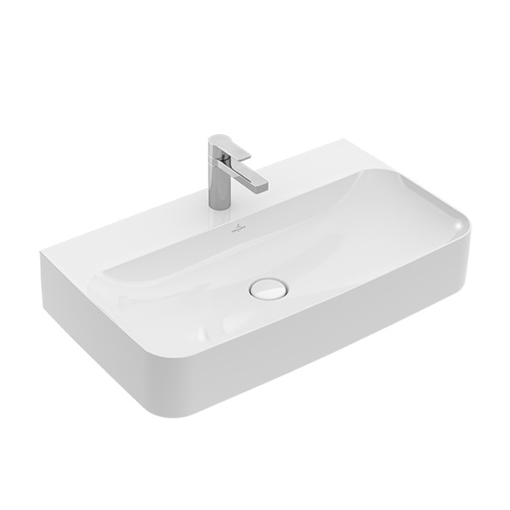 Раковина подвесная Villeroy &amp; Boch Finion, 80х47 см, скрытый перелив, CeramicPlus, альпийский белый, 41688CR1