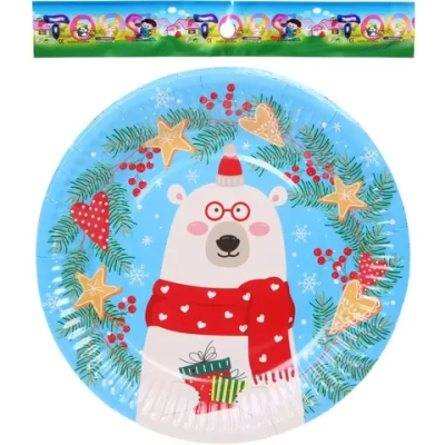Тарелка бумажная 18 см в наборе 10 шт «Северный мишка»
