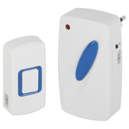 Звонок дверной ЭРА C93 беспроводной от сети белый с синим 6 мелодий