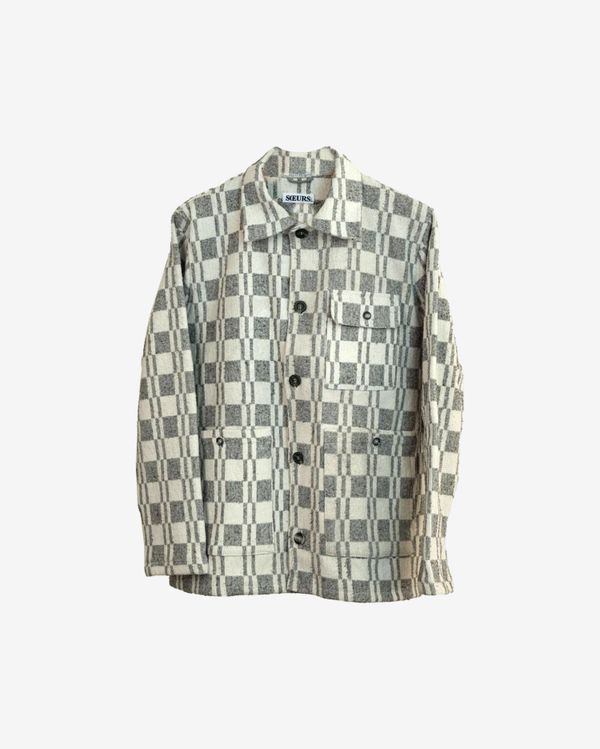 Куртка в Клетку бело-серая - фото 1