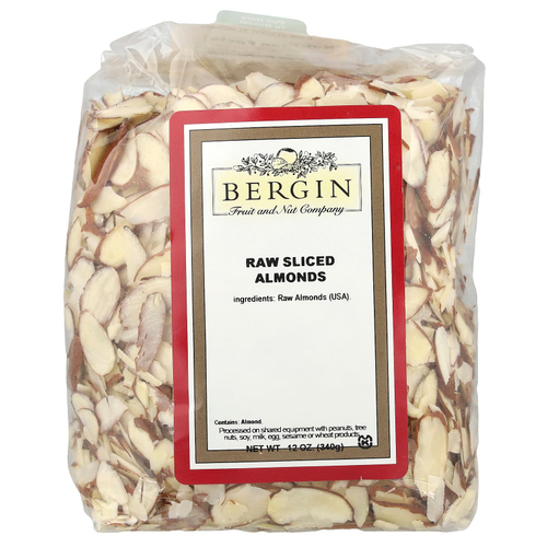 Bergin Fruit and Nut Company, Сырой нарезанный ломтиками миндаль, 12 унций (340 г)