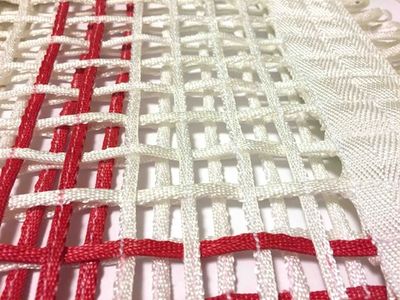 Сетка для батута соревновательная - плетеная прошитая тесьма (6х4мм) с ремнем - 427х214см