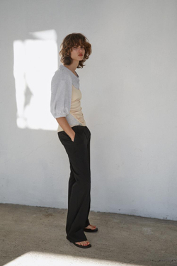 ZARA БРЮКИ ПРЯМОГО КРОЯ С НИЗКОЙ ПОСАДКОЙ, ЧЕРНЫЙ