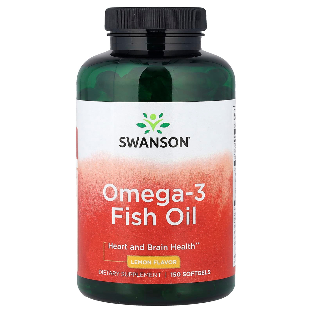 Swanson, Рыбий жир с омега-3, лимон, 150 капсул