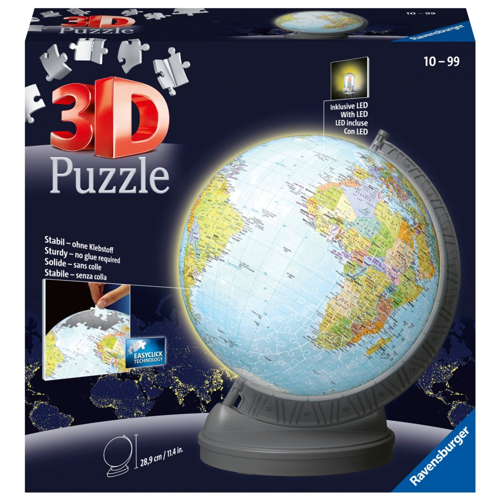 Пазл 3D Ravensburger 115495 Глобус с LED-подсветкой 540 элементов 115495 — фото 1