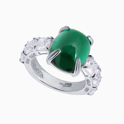 Кольцо "Крайслер" из серебра с изумрудным цирконом
