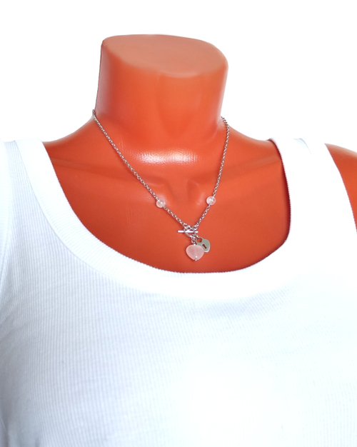 Колье цепочка с розовым кварцем