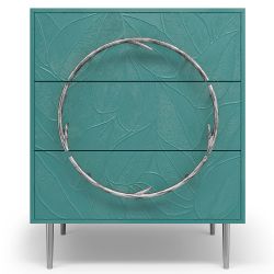 Комод Арт Колор leaves с 3-мя ящиками Стайл Сильвер Пастельно-синий