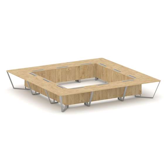 Steel Meet Стол переговорный квадратный KDK-PR.B.SP-24K Тиквуд Светлый/Металл Серый 4800*4800*750