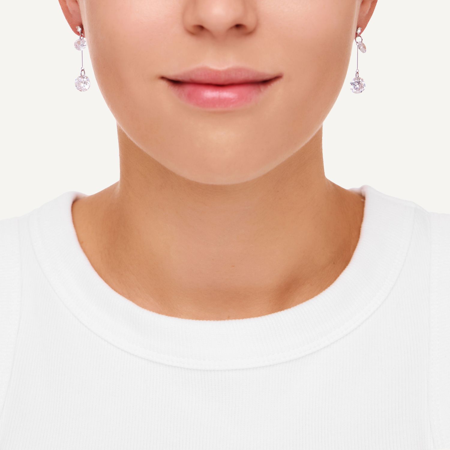 Серьги Double Crystal Earrings - Silver