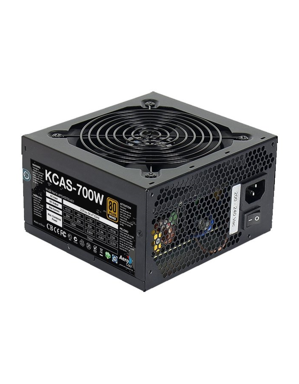 Блок питания Aerocool 700W Retail KCAS PLUS 700W ATX12V Ver.2.4, 80+ Bronze, fan 12cm, 550mm cable, 20+4P, 4+4P, PCIe 6+2P x4, PATA x4, SATA x7