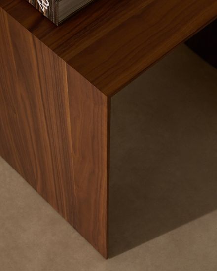 Litto Приставной столик из шпона ореха натурального цвета 55 x 40 см