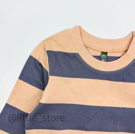 Лонгслив хлопковый "Мир животных" итальянский песок/полоска