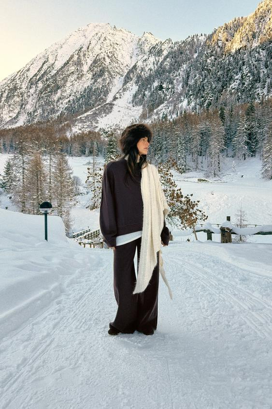 ZARA МЯГКИЕ БРЮКИ С ШИРОКИМИ ШТАНИНАМИ, ШОКОЛАДНЫЙ