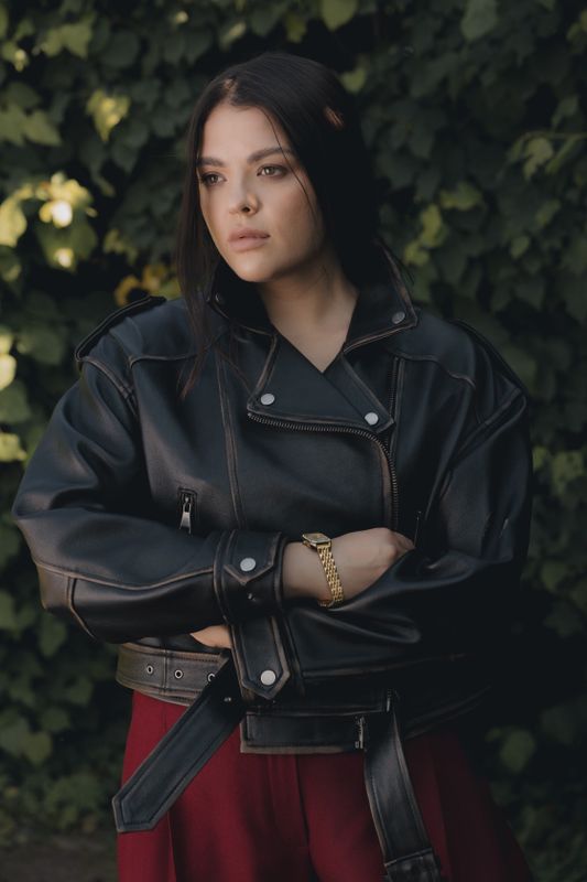 Куртка-косуха из натуральной кожи, черный