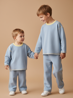 Свитшот Line с контрастными деталями и необработанным краем голубой