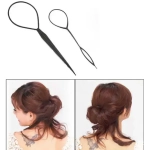 Набор для создания причесок, цвет черный (расческа, две петли, заколка)