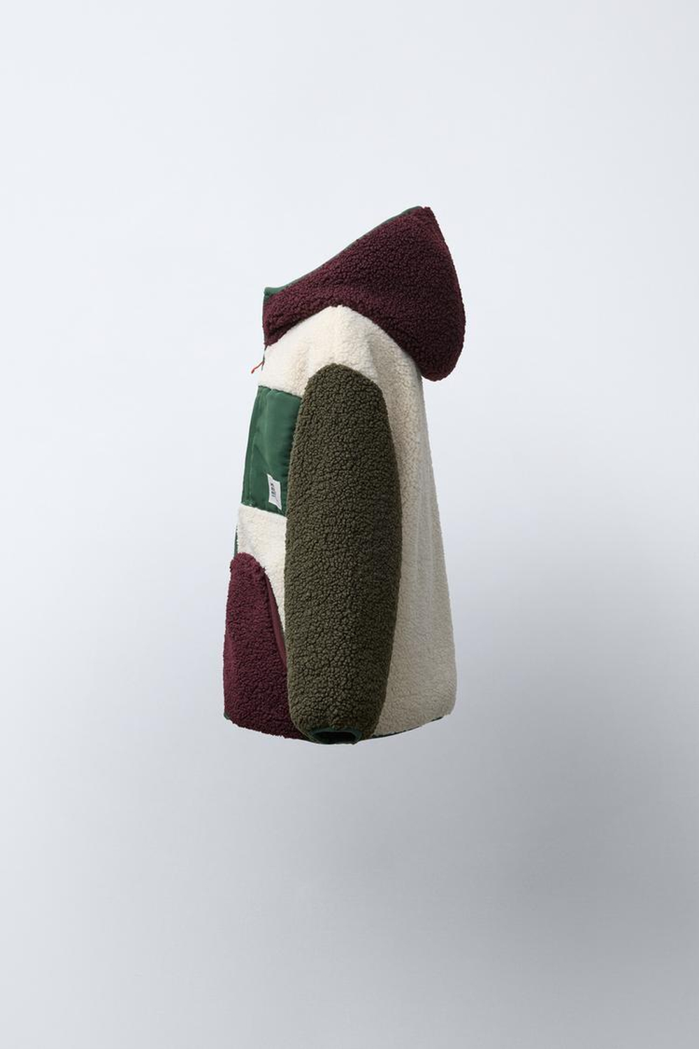 ZARA КУРТКА В ТИЛЕ КОЛОР-БЛОК, ЭКРЮ/ХАКИ