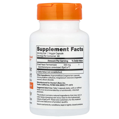 Doctor's Best, Постбиотик для поддержки иммунитета, 500 мг, 60 растительных капсул