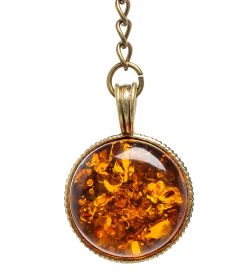 AM-1614 Брелок «Зодиак Петух» (латунь, янтарь)