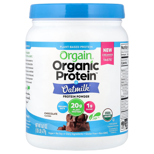 Orgain, Organic Protein™, порошок с овсяным молоком, растительный, со вкусом шоколада, 479 г (1,05 фунта)