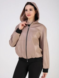 Кожаная куртка демисезонная с капюшоном