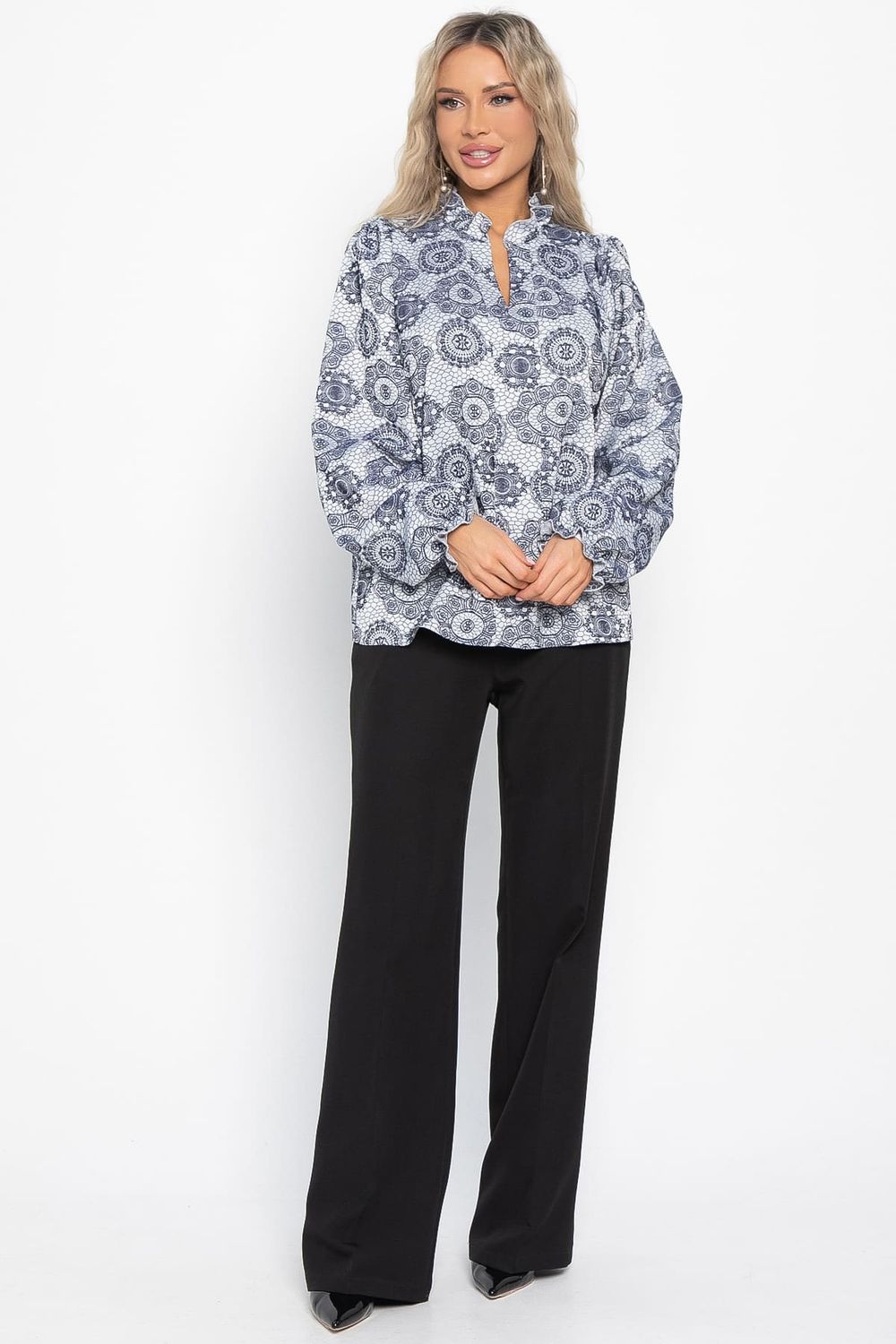 Блуза Доменика (серо-синяя) Б15016-18М LT Collection