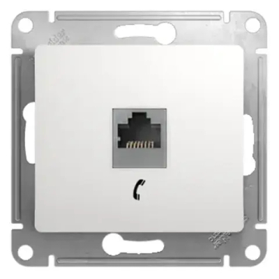 GLOSSA РОЗЕТКА телефонная RJ11, механизм, БЕЛЫЙ