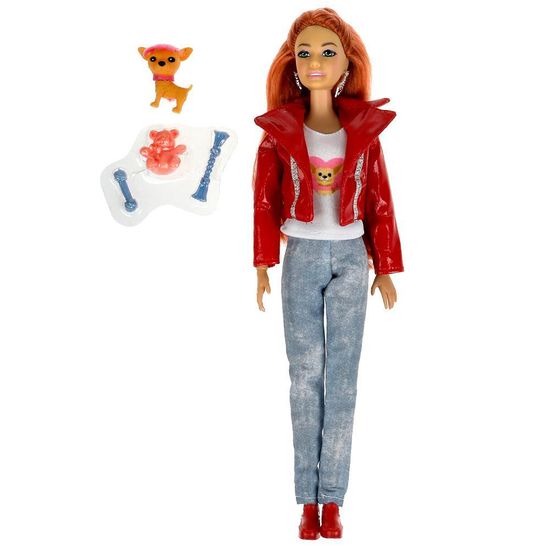 Кукла 29 см София, руки и ноги сгиб, собака, акс, кор КАРАПУЗ