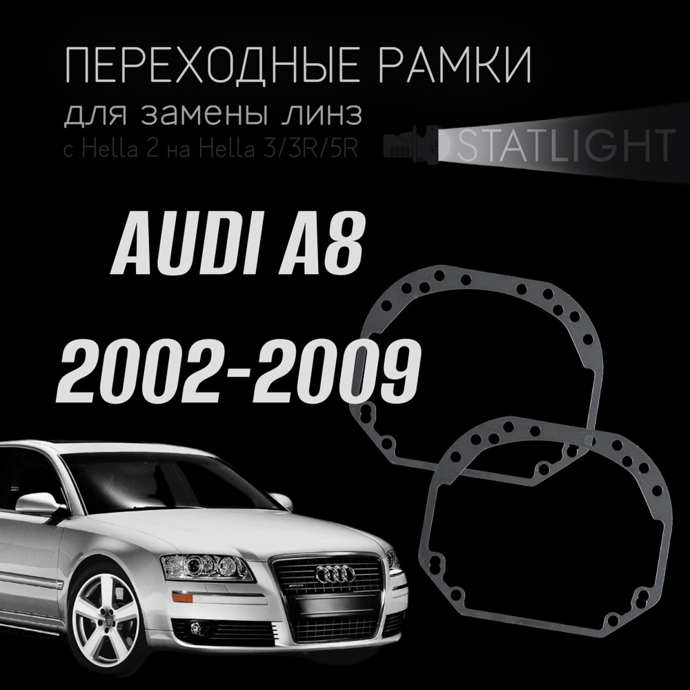 Переходные рамки для замены линз в фарах Audi A8 (D3) 2002-2009