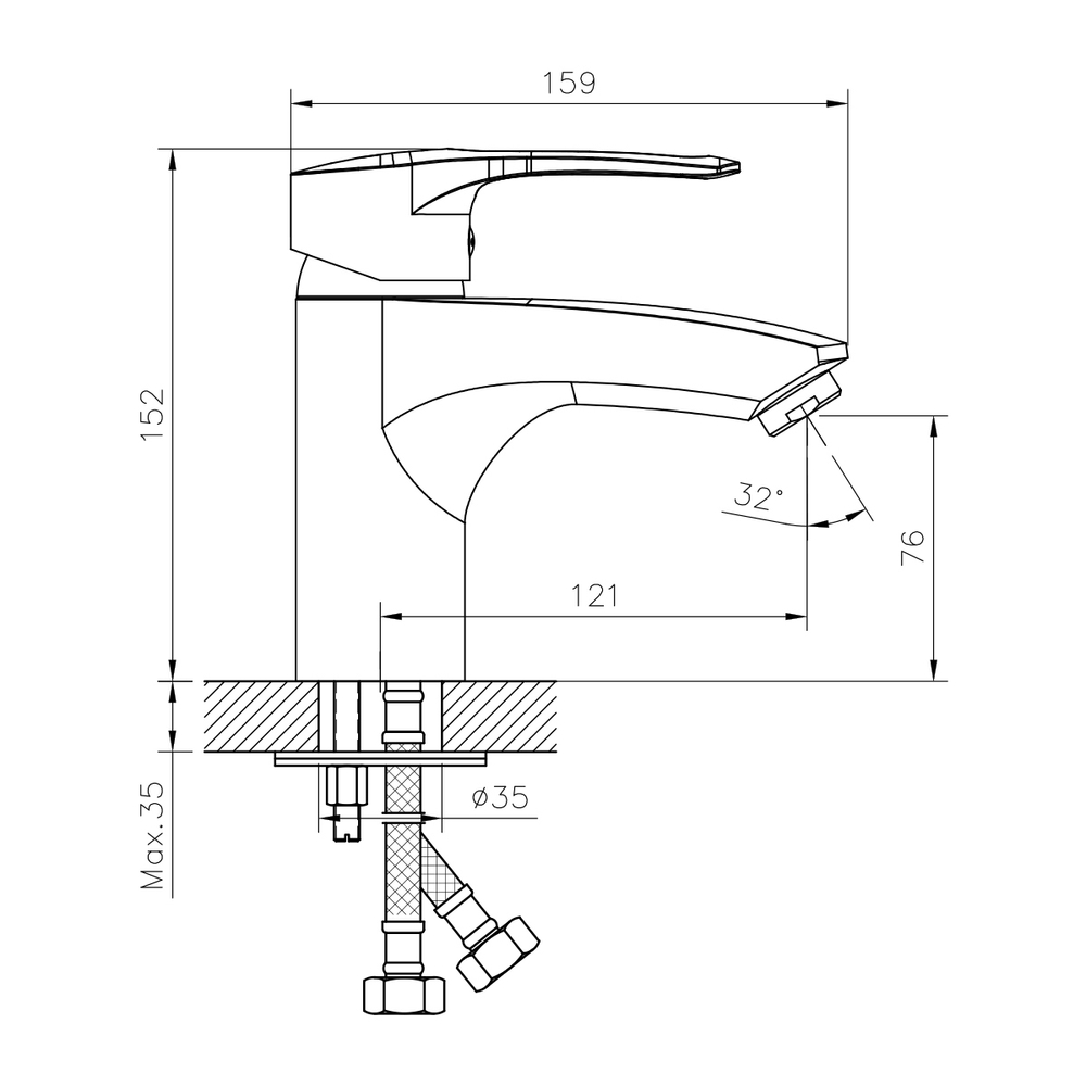 Смеситель DECOROOM DR70015 одноручный для умывальника и биде монолитный