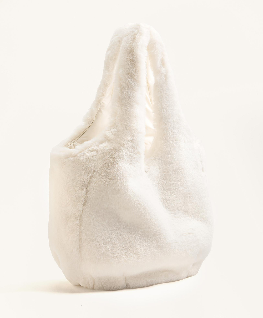 Oysho Сумка-шоппер из искусственного меха, экрю
