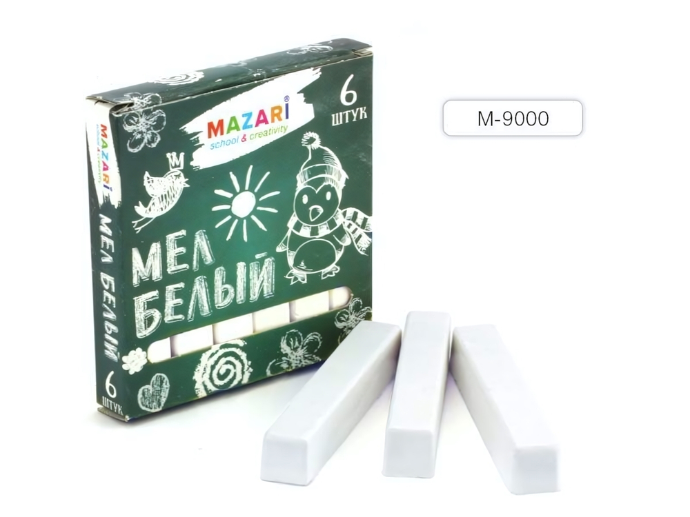 Мел белый 6шт. коробка (Mazari)