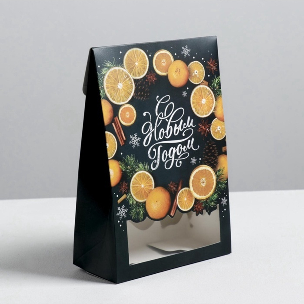 Коробка для десертов новогодняя 15*7*22см