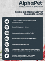 Влажный корм для кошек c чувствительным пищеварением AlphaPet Superpremium, кролик и черника, мясные кусочки в соусе, 80гр. В комплекте 15 шт